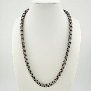 David Yurman Darkened Titanium & 18K Yellow Gold Box Chain Necklace - 7mm - 20"